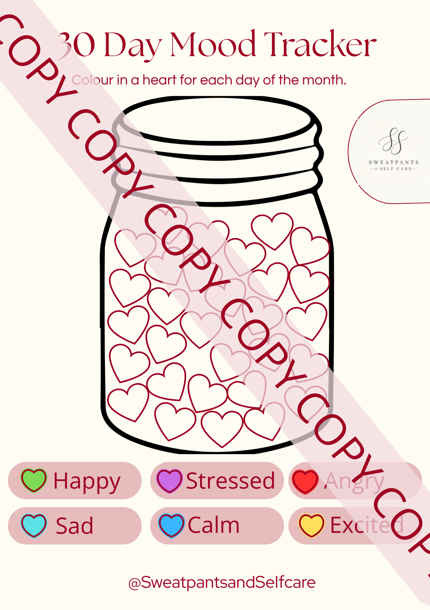 Sweatpants and Selfcare Mood Tracker (5 Weeks)