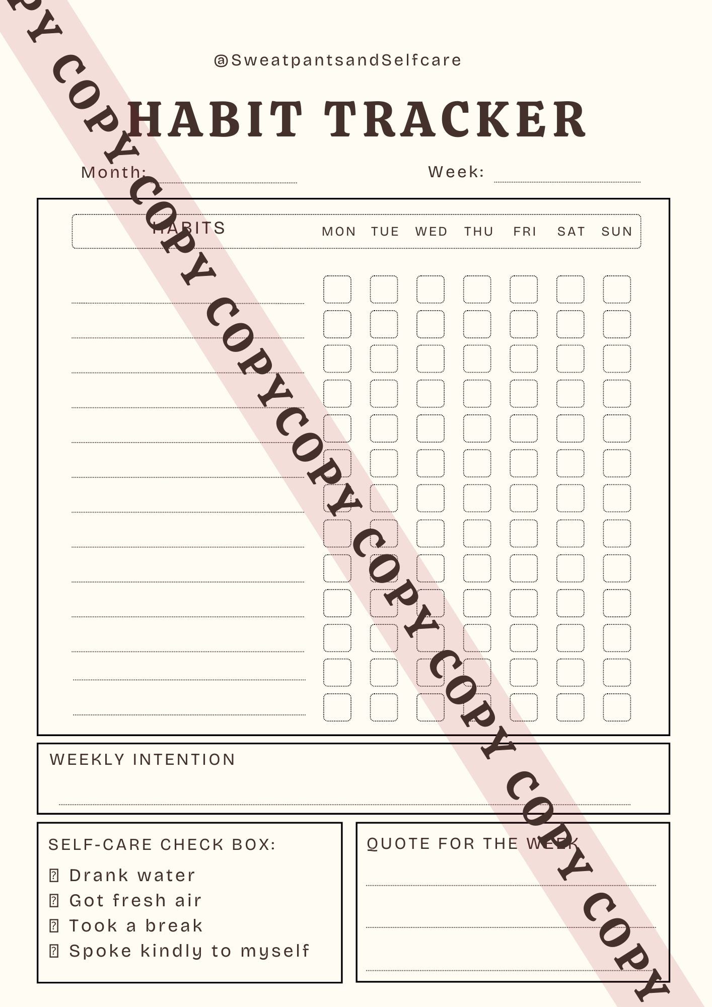 Sweatpants & Selfcare Habit Tracker